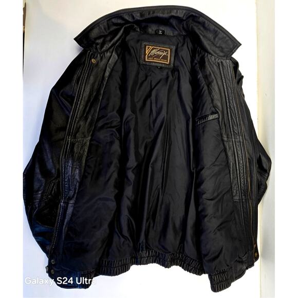 Marco Serafino Insulated Bomber Jacket Black Soft Leather Zippered Coat Men's 1X - Picture 4 of 8